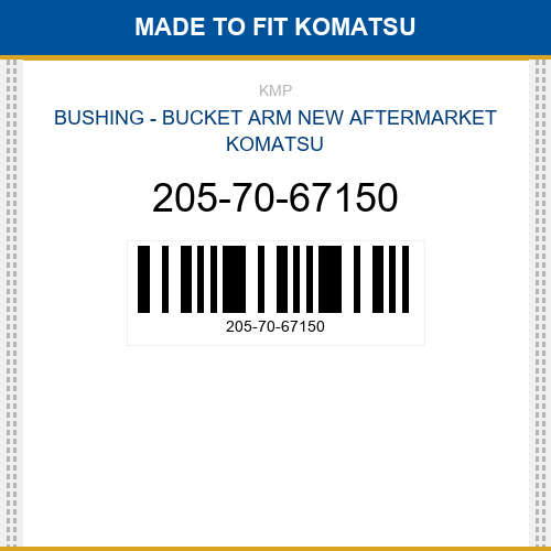205-70-67150 Bushing - bucket arm Made to fit for KOMATSU