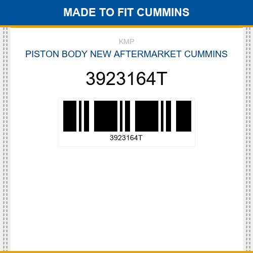 3923164T Piston body Made to fit for CUMMINS