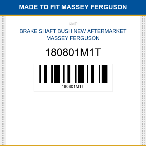 180801M1T Brake shaft bush Made to fit for MASSEY FERGUSON