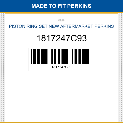 1817247C93 Piston ring set Made to fit for PERKINS