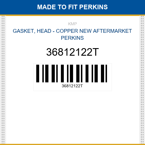 36812122T Gasket, head - copper Made to fit for PERKINS