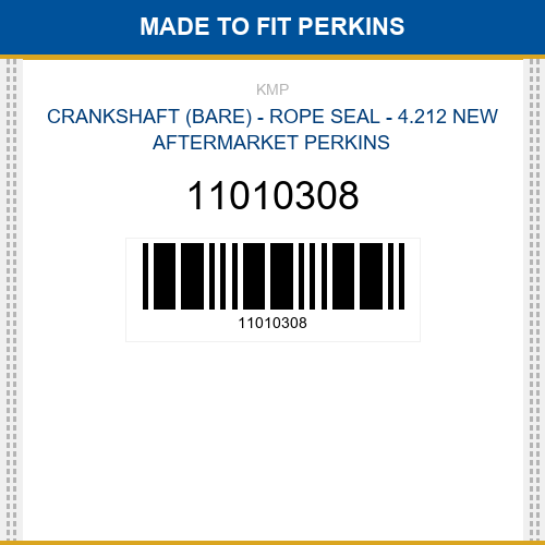 11010308 Crankshaft (bare) - rope seal - 4.212 Made to fit for PERKINS