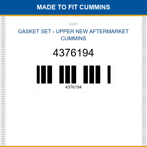 4376194 Gasket set - upper Made to fit for CUMMINS