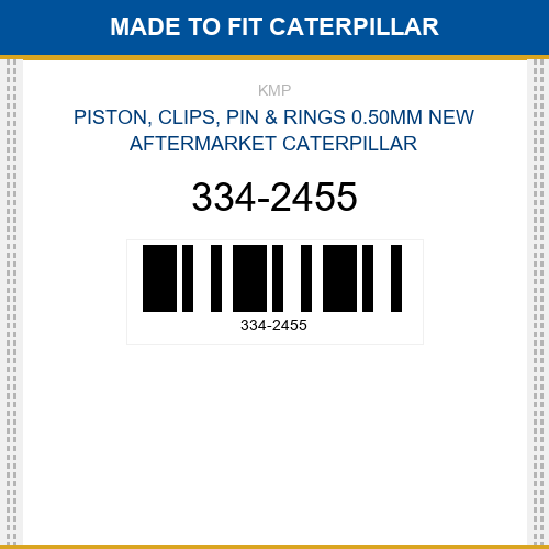334-2455 Piston, clips, pin & rings 0.50mm Made to fit for CATERPILLAR