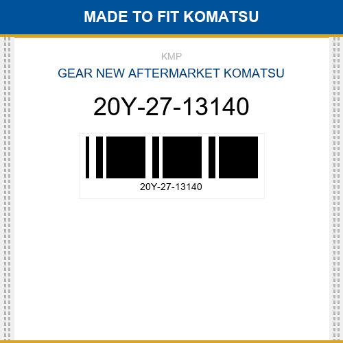 20Y-27-13140 Gear Made to fit for KOMATSU