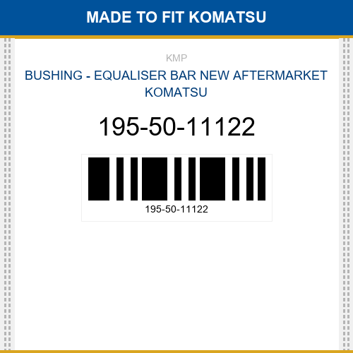 195-50-11122 Bushing - equaliser bar Made to fit for KOMATSU