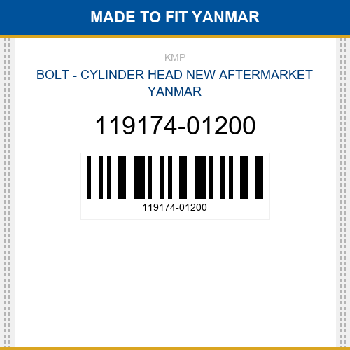119174-01200 Bolt - cylinder head Made to fit for YANMAR