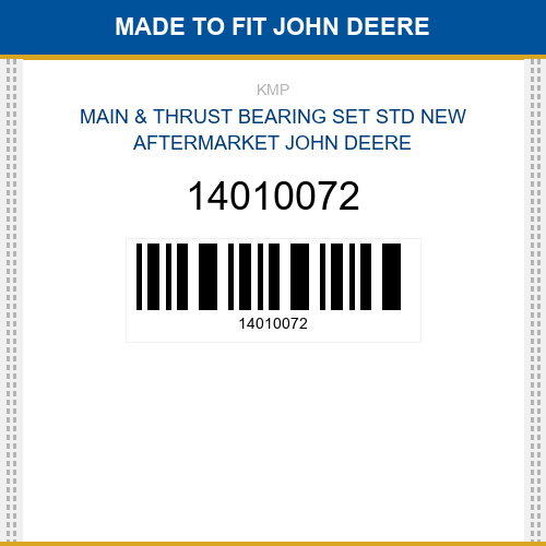 14010072 Main & thrust bearing set std Made to fit for JOHN DEERE