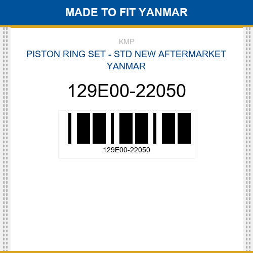 129E00-22050 Piston ring set - std Made to fit for YANMAR