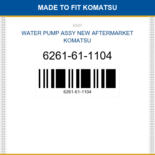 6261-61-1104 Water pump assy Made to fit for KOMATSU