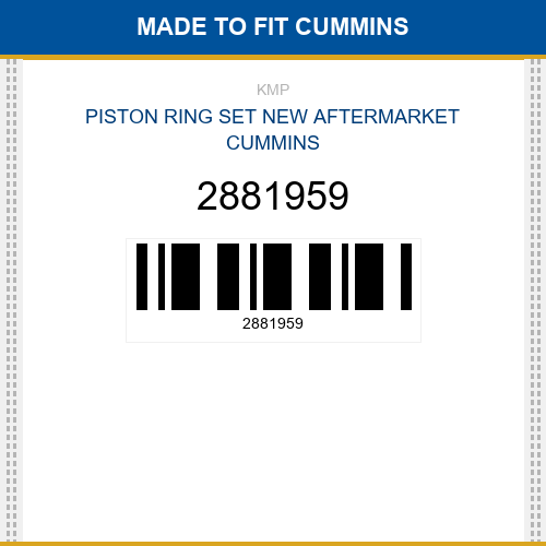 2881959 Piston ring set Made to fit for CUMMINS