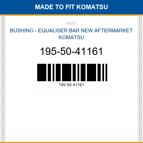 195-50-41161 Bushing - equaliser bar Made to fit for KOMATSU