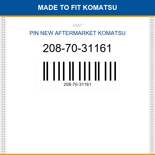 208-70-31161 Pin Made to fit for KOMATSU