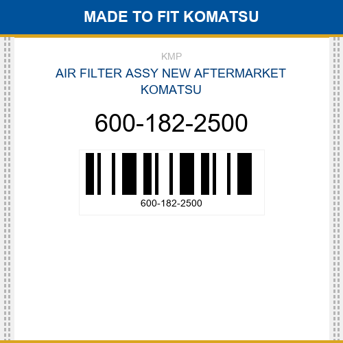 600-182-2500 Air filter assy Made to fit for KOMATSU