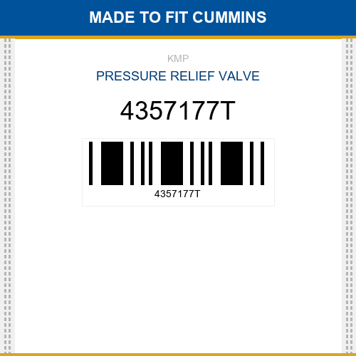 4357177T Pressure relief valve Made to fit for CUMMINS