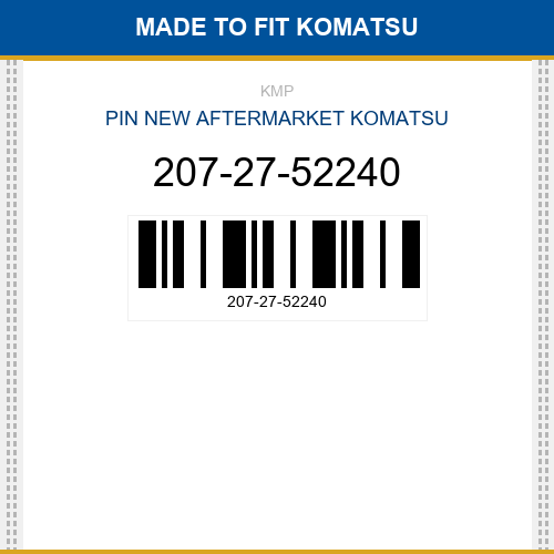 207-27-52240 Pin Made to fit for KOMATSU