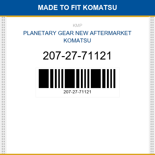 207-27-71121 Planetary gear Made to fit for KOMATSU