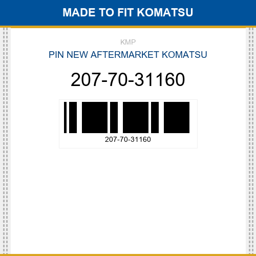 207-70-31160 Pin Made to fit for KOMATSU