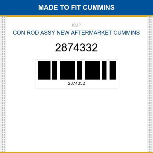 2874332 Con rod assy Made to fit for CUMMINS