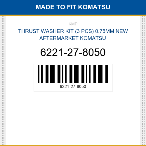 6221-27-8050 Thrust washer kit (3 pcs) 0.75mm Made to fit for KOMATSU