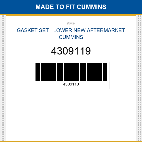 4309119 Gasket set - lower Made to fit for CUMMINS