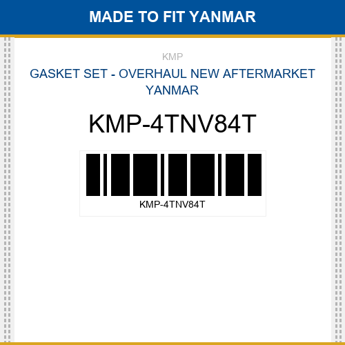 KMP-4TNV84T Gasket set - overhaul Made to fit for YANMAR