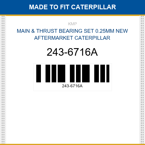 243-6716A Main & thrust bearing set 0.25mm Made to fit for CATERPILLAR