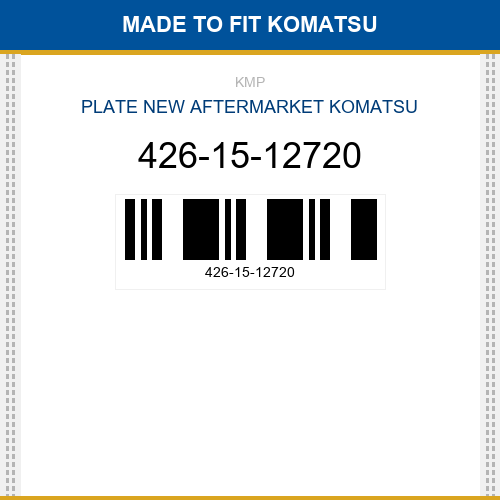426-15-12720 Plate Made to fit for KOMATSU