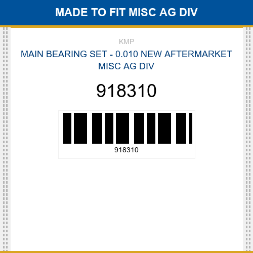 918310 Main bearing set - 0.010 Made to fit for Misc Ag Div