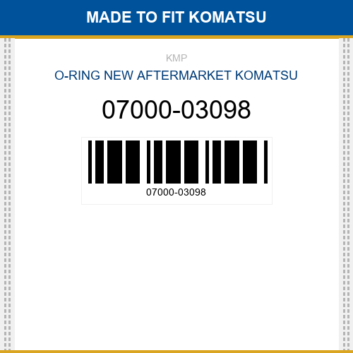 07000-03098 O-ring Made to fit for KOMATSU