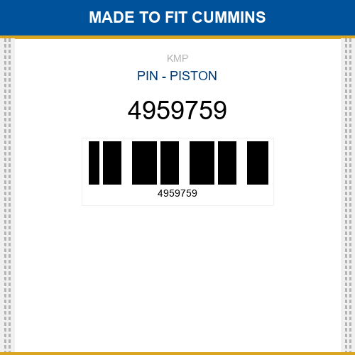 4959759 Pin - piston Made to fit for CUMMINS