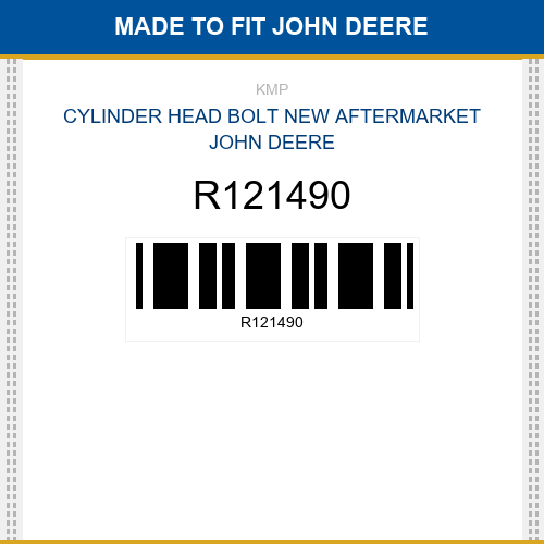 R121490 Cylinder head bolt Made to fit for JOHN DEERE
