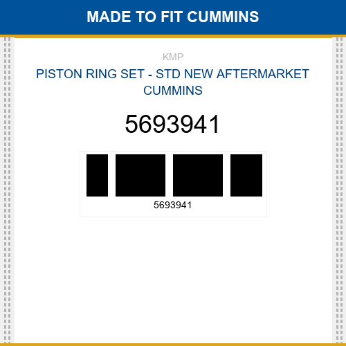 5693941 Piston ring set - std Made to fit for CUMMINS