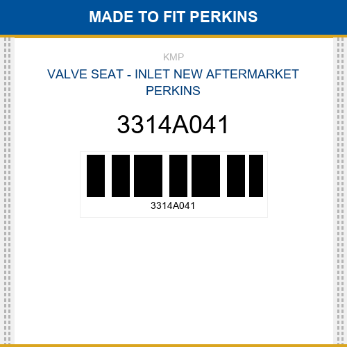 3314A041 Valve seat - inlet Made to fit for PERKINS