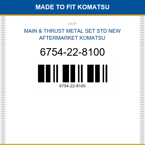 6754-22-8100 Main & thrust metal set std Made to fit for KOMATSU