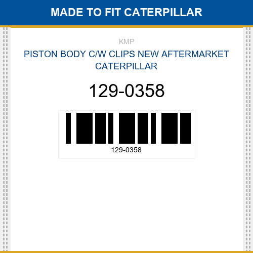 129-0358 Piston body c/w clips Made to fit