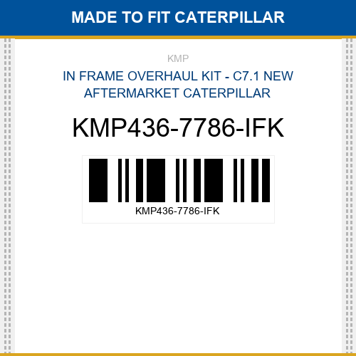 KMP436-7786-IFK In frame overhaul kit - c7.1 Made to fit for CATERPILLAR