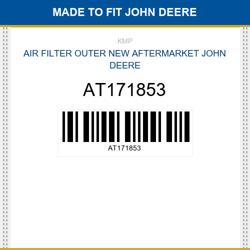 AT171853 Air filter outer Made to fit for JOHN DEERE