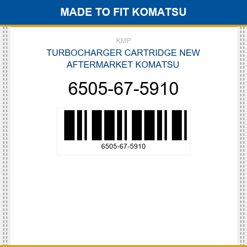 6505-67-5910 Turbocharger cartridge Made to fit for KOMATSU