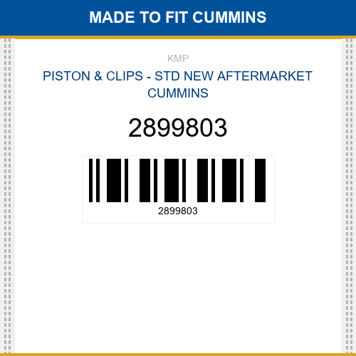 2899803 Piston & clips - std Made to fit for CUMMINS