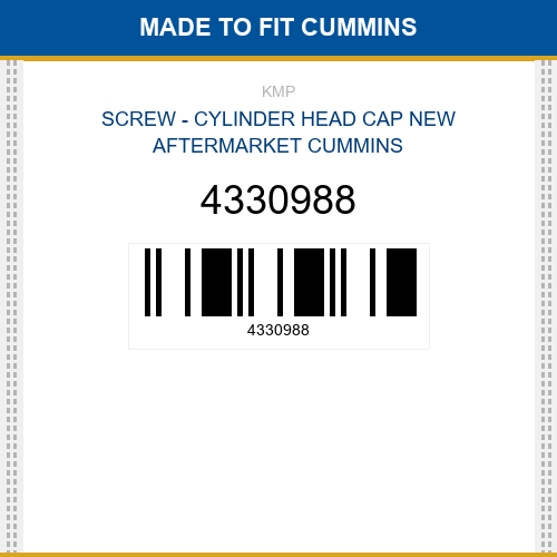 4330988 Screw - cylinder head cap Made to fit for CUMMINS