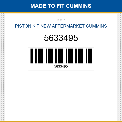 5633495 Piston kit Made to fit for CUMMINS