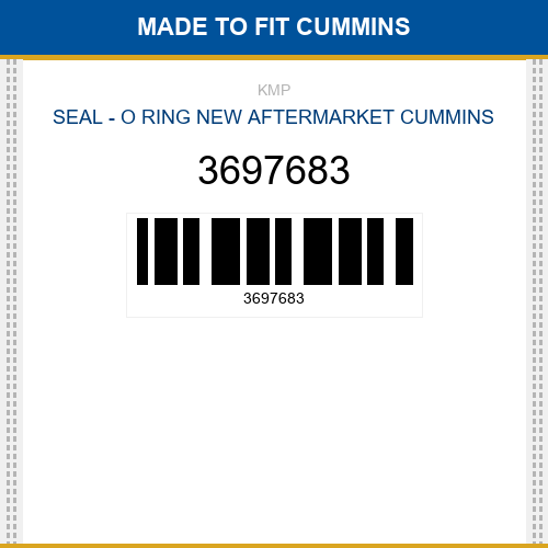 3697683 Seal - o ring Made to fit for CUMMINS