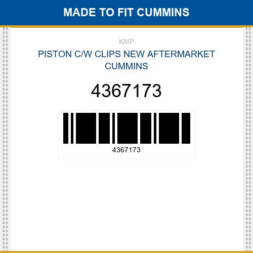 4367173 Piston c/w clips Made to fit for CUMMINS