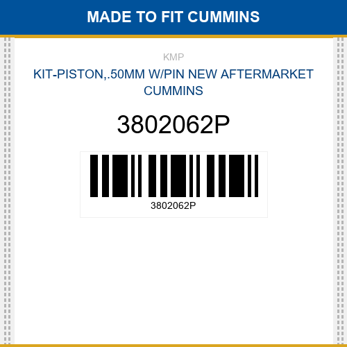 3802062P Kit-piston,.50mm w/pin Made to fit for CUMMINS