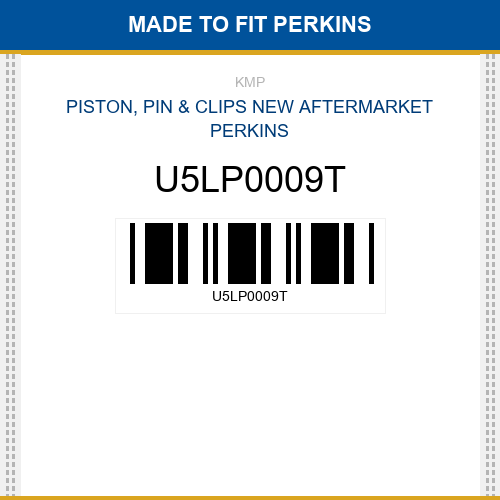 U5LP0009T Piston, pin & clips Made to fit for PERKINS