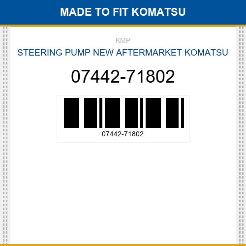 07442-71802 Steering pump Made to fit for KOMATSU