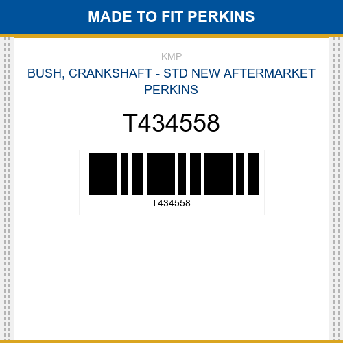 T434558 Bush, crankshaft - std Made to fit for PERKINS