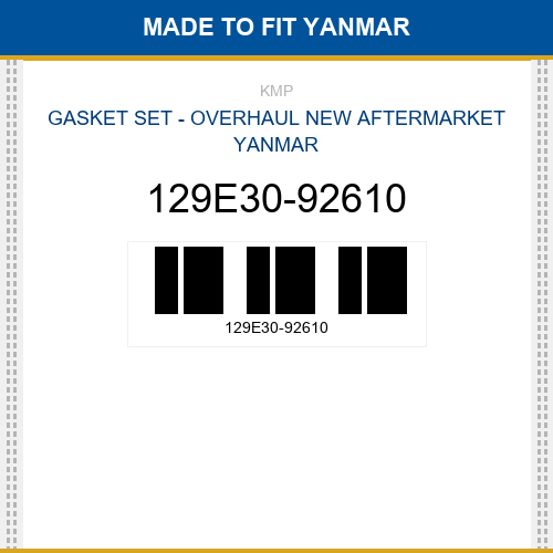 129E30-92610 Gasket set - overhaul Made to fit for YANMAR