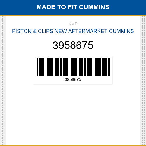 3958675 Piston & clips Made to fit for CUMMINS